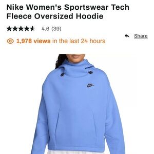 Nike women’s sportswear tech fleece oversized